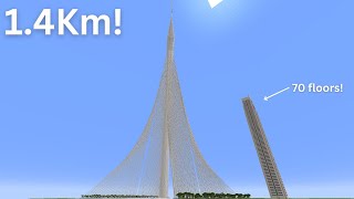 Minecraft Dubai Creek Tower 1400 blocks high [upl. by Teeter]