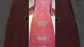 Lakhnavi kurti in pure crape  7d work on front and back lakhnavi fashion Chikankari [upl. by Nuriel102]