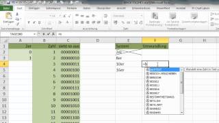 Excel  Zahlensysteme  Umwandlung in binär oktal dezimal und hexadezimal [upl. by Aicargatla]