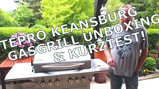 NEU tepro Keansburg Gasgrill 3149  tolle Ausstattung  mit Backburner Unboxing amp Kurztest [upl. by Rezzani]