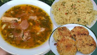 Without spices Complete Menue recipes Mutton shorba Vegetables rice Turmeric Shami kabab [upl. by Arbua]