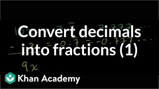 Converting repeating decimals to fractions 1  Linear equations  Algebra I  Khan Academy [upl. by Nylesor]