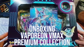 Unboxing the Vaporeon VMax Premium Collection Box  Pokémon Card Review amp Rare Pulls [upl. by Johnsten]