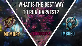 Poe 325  What is the best way to run Harvest Memories vs Cornucopia vs Imbued Harvest [upl. by Mezoff]