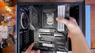 MSI MPG Z590 Carbon Motherboard install Intel Core i910900K CPU NVMe Hand MovementClose Focus [upl. by Drofnil679]