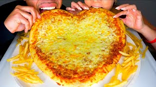 ASMR HEART SHAPED PIZZA VALENTINES WIFE EATING CHALLENGE PIZZA amp FRIES MUKBANG  NO TALKING [upl. by Aillemac]