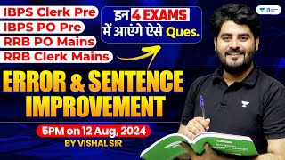 IBPS POClerk amp RRB POClerk Mains  Error Detection amp Sentence Improvement Marathon  By Vishal Sir [upl. by Lukash]