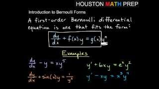 Bernoulli First Order Equations  Intro [upl. by Akemet]