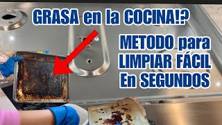 ✅GRASA EN PEGADA EN LA COCINA METODO PARA LIMPIAR LA GRASA EN SEGUNDOS como limpiar la cocina [upl. by Airekahs]