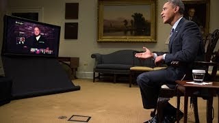 President Obama Gets Asked quotHow Are Youquot in a Google Hangout [upl. by Anilys]