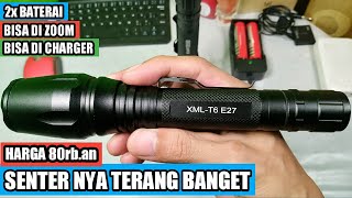 Unboxing amp Review Senter Led Super Terang murah Led Cree XML T6 E27 [upl. by Inal]