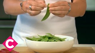 How to string and tip snap snow peas [upl. by Ydnab]