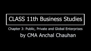 Class 11th Business Studies  Public Private amp Global Enterprises by CMA Anchal Chauhan [upl. by Engeddi]