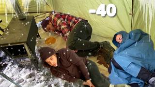 EXTREME Winter SNOW STORM 40C WINTER CAMPING WINTER STORM hits HOT tent FREEZING wind [upl. by Mak]