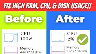 How to Fix High RAM CPU and Disk Usage on Windows 10 amp 11 [upl. by Ilzel]