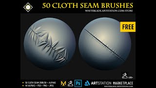 Cloth Seam Brushes  4K Alphas  ZBrush 4R8 FREE [upl. by Hendon]