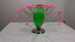 Empty Plastic Bottle Vase Making Craft Water Bottle Recycle Flower Vase Art Decoration Idea [upl. by Korb]