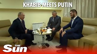 Khabib meets Putin after McGregor victory [upl. by Jarietta182]