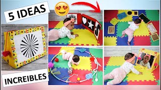 5 IDEAS DE ESTIMULACIÓN para BEBES de 0 a 6 meses🧩Juegos Sensoriales👦 DIY [upl. by Nnylesor]