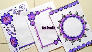 Purple Border Designs💜Project Work DesignsA4 SheetAssignment Front Page Design for School Project [upl. by Ardie]