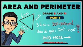 Area and Perimeter 2D Grade 8 and 9 Part 1 HOW TO DO ALL CONVERSION [upl. by Danell]