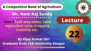 Leaf area index Cropping intensity Harvesting index cropping pattern cropping system etc lecture 22 [upl. by Dona]