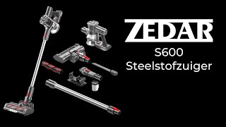 Zedar S600 Steelstofzuiger draadloos 200Watt met 4 verschillende opzetstukken draadloze stofzuiger [upl. by Ilowell]