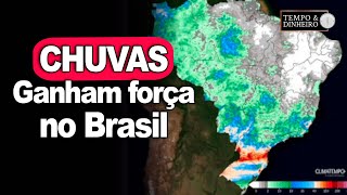 Chuvas ganham força no Brasil e calor dá uma trégua [upl. by Enelram]