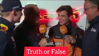 True or False with Lando Norris feat Max Verstappen [upl. by Minnie6]