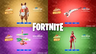 All Fortnite Winterfest 2022 PRESENTS Opened Free Guff Skin [upl. by Enneyehc]