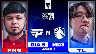 Pain Gaming x Team Liquid  Jogo 1  MD3  Fase Suíça  Dia 5  Worlds 2024  Ilha das Lendas [upl. by Yedarb]