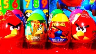 8 Surprise Eggs Toy Story 3 Littlest Pet Shop SHREK Phineas amp Ferb Barbie SpiderMan Angry Birds [upl. by Aseiram]