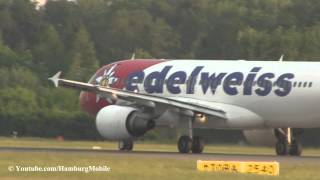 ✈FullHD Edelweiss Air A320 CLOSE TAXI amp TAKEOFF  Hamburg [upl. by Livvie]