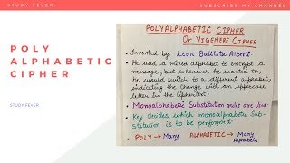 POLYALPHABETIC CIPHER OR VIGENERE CIPHER WITH EXAMPLE SUBSTITUTION TECHNIQUE [upl. by Avenej854]