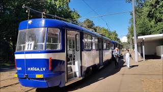 Riga tram line 11 Ausekla ielaMežaparks with Tatra T3 [upl. by Enelyar658]