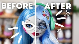 REVAMPING OLD DOLLS  GHOULIA MONSTER HIGH  Doll repaint and customisation relaxing  etellan [upl. by Darton]