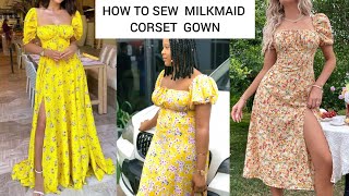 HOW TO SEW A MILKMAID DRESS FOR BEGINNER  diy milkmaid gown  promoted Sandra [upl. by Flore923]