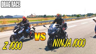 Kawasaki Ninja 1000 vs Kawasaki z1000  Drag race [upl. by Eimme]