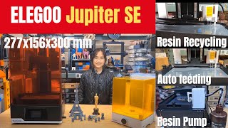 Elegoo Jupiter SE 300mm Zheight resin 3D printer with auto feeding and recycling resin pump [upl. by Nonnerb]