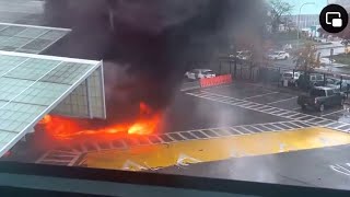 Vehicle explosion at Rainbow Bridge in Niagara Falls [upl. by Metzgar]