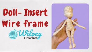 How To Crochet A Doll Insert Wire Frame On Doll Base  Easy Crochet For Beginner Amigurumi Tutorial [upl. by Ecaidnac]