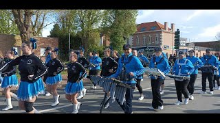 Prestation musiciens et majorettes  Aire sur la Lys 2024 ducasse de la gare [upl. by Duaner]