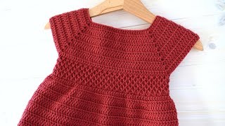 How to crochet a childrens Tunisian crochet smock stitch dress  The Penelope Dress [upl. by Yelyab]