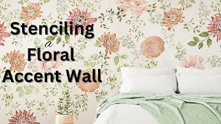 Stenciling A DIY Floral Accent Wall With Cutting Edge Stencils Flower Stencil Patterns [upl. by Anelrats]