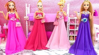 💖4 princesses 4 dresses💖Barbie doll princess dress [upl. by Gianina]