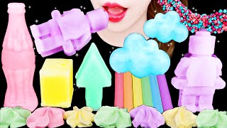 ASMR RAINBOW FROZEN WAX CANDY STICK CANDY MERINGUE COOKIE COOKING EATING SOUNDS MUKBANG 먹방 咀嚼音 [upl. by Annahtur]