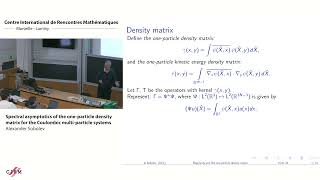 Alexander Sobolev  Spectral asymptotics of the oneparticle density matrix for the Coulombic [upl. by Aihsyn]