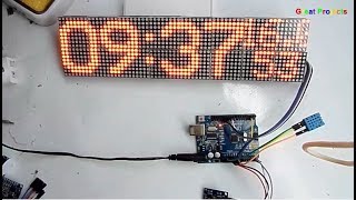 MAX7219 DHT11 DS1307 16x64 matrix clock Arduino [upl. by Elicul509]