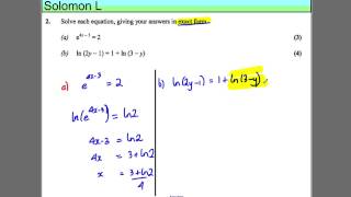 Core 3  Logarithms amp Exponentials  Solomon Paper L  Q2 [upl. by Walling]