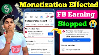 ENGLISH Monetization Effected Facebook Monetization Effected due to policy Violation Ads on Reels [upl. by Darla]